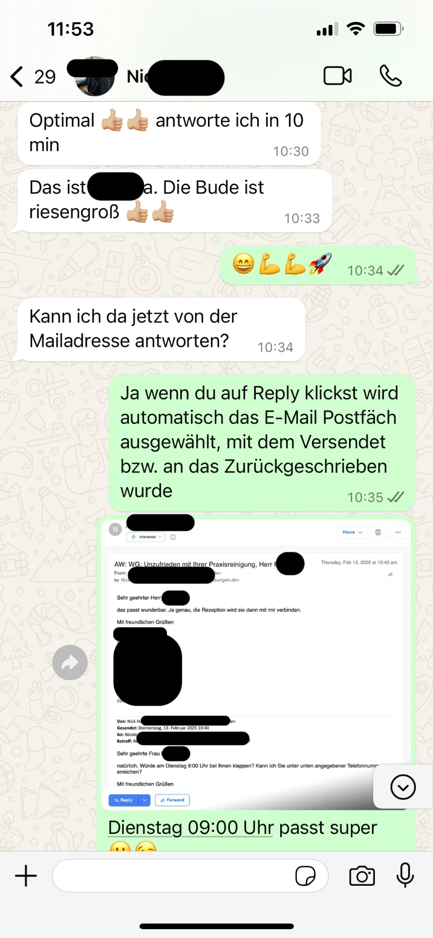 Echte Antwort eines Interessenten auf eine Kampagnen-E-Mail, Beispiel 2