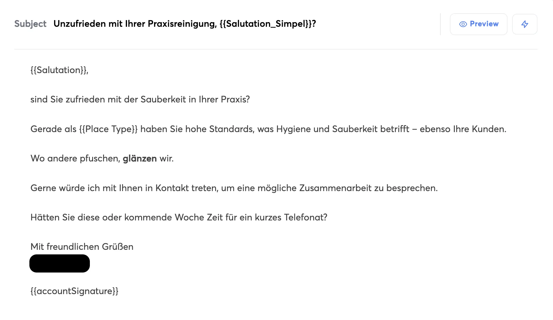E-Mail-Template mit Personalisierungs-Variablen