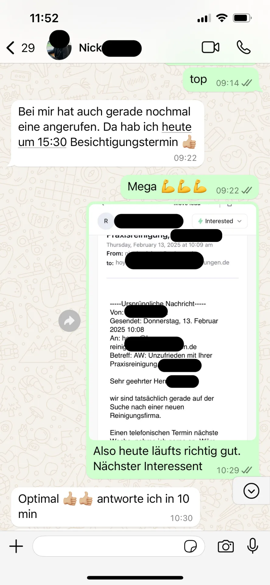 Echte Antwort eines Interessenten auf eine Kampagnen-E-Mail, Beispiel 1